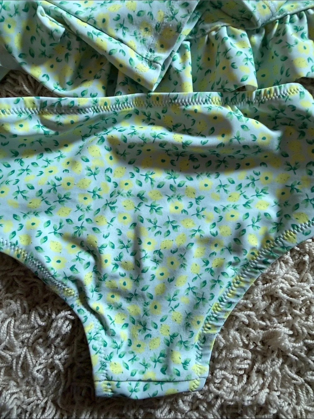 GAP Girls Light Green Floral and Lemon Long Sleeve Rash Guard Bikini Set
